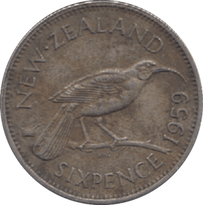 1959 NEW ZEALAND SIXPENCE - WORLD COINS - Cambridgeshire Coins