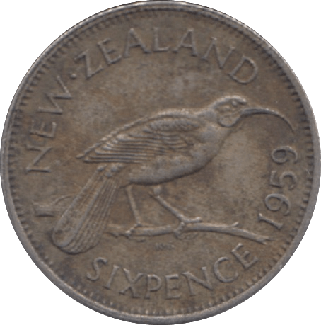 1959 NEW ZEALAND SIXPENCE - WORLD COINS - Cambridgeshire Coins