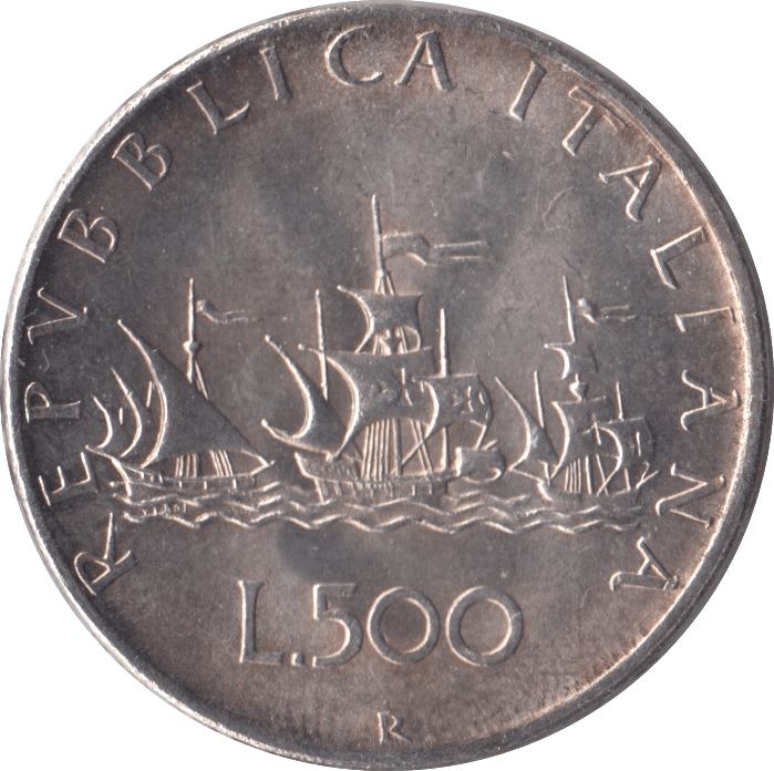 1959 SILVER 500 LIRA ITALY - SILVER WORLD COINS - Cambridgeshire Coins