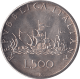 1959 SILVER 500 LIRA ITALY - SILVER WORLD COINS - Cambridgeshire Coins