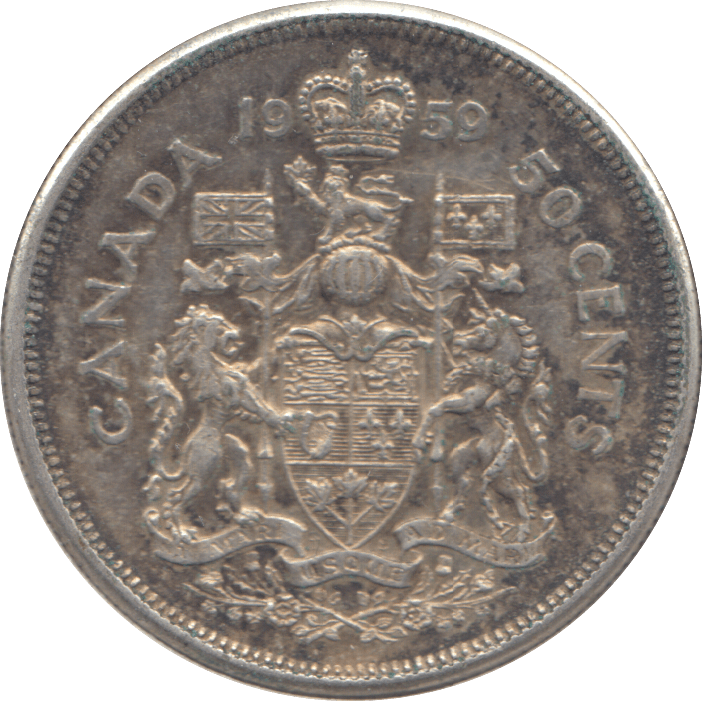 1959 SILVER FIFTY CENTS CANADA - WORLD SILVER COINS - Cambridgeshire Coins