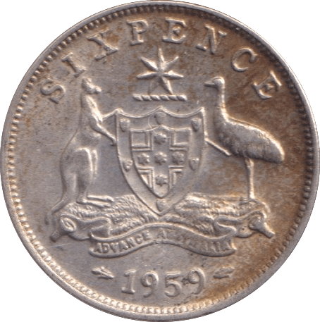 1959 SILVER SIXPENCE AUSTRALIA - SILVER WORLD COINS - Cambridgeshire Coins
