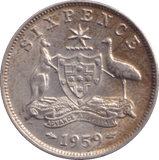 1959 SILVER SIXPENCE AUSTRALIA - SILVER WORLD COINS - Cambridgeshire Coins