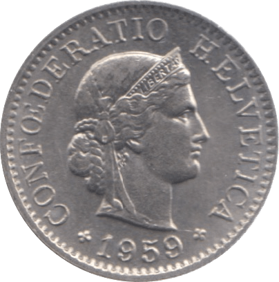 1959 SWITZERLAND FIVE CENTS - WORLD COINS - Cambridgeshire Coins
