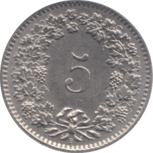1959 SWITZERLAND FIVE CENTS - WORLD COINS - Cambridgeshire Coins