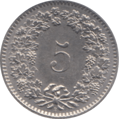 1959 SWITZERLAND FIVE CENTS - WORLD COINS - Cambridgeshire Coins