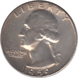 1959 USA SILVER 1/4 DOLLAR - SILVER WORLD COINS - Cambridgeshire Coins