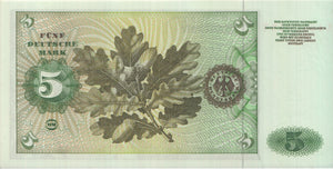 1960 BANK OF GERMANY 5 MARK BANKNOTE REF 1272 - World Banknotes - Cambridgeshire Coins