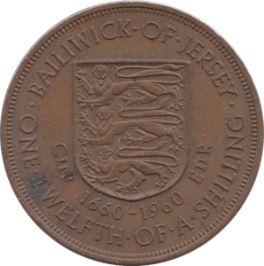 1960 JERSEY 1/12 OF A SHILLING - WORLD COINS - Cambridgeshire Coins