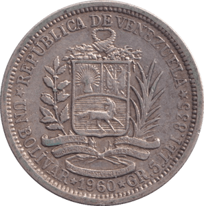 1960 ONE BOLIVAR BOLIVIA - WORLD COINS - Cambridgeshire Coins
