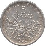 1960 SILVER 5 FRANCS FRANCE REF 1 - SILVER WORLD COINS - Cambridgeshire Coins
