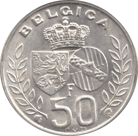 1960 SILVER 50 FRANCS BELGIUM - SILVER WORLD COINS - Cambridgeshire Coins