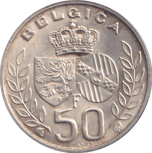 1960 SILVER 50 FRANCS BELGIUM - SILVER WORLD COINS - Cambridgeshire Coins