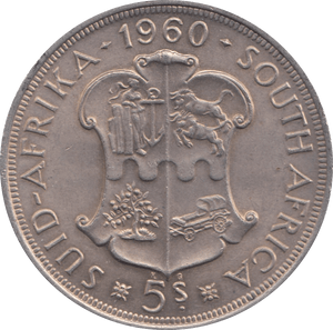 1960 SOUTH AFRICA SILVER 5 SHILLING - SILVER WORLD COINS - Cambridgeshire Coins