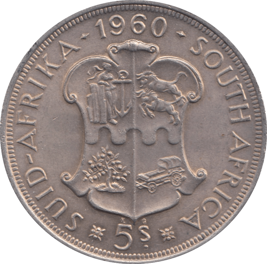 1960 SOUTH AFRICA SILVER 5 SHILLING - SILVER WORLD COINS - Cambridgeshire Coins