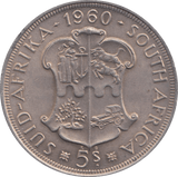 1960 SOUTH AFRICA SILVER 5 SHILLING - SILVER WORLD COINS - Cambridgeshire Coins