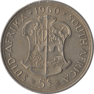 1960 SOUTH AFRICA SILVER 5 SHILLINGS - SILVER WORLD COINS - Cambridgeshire Coins