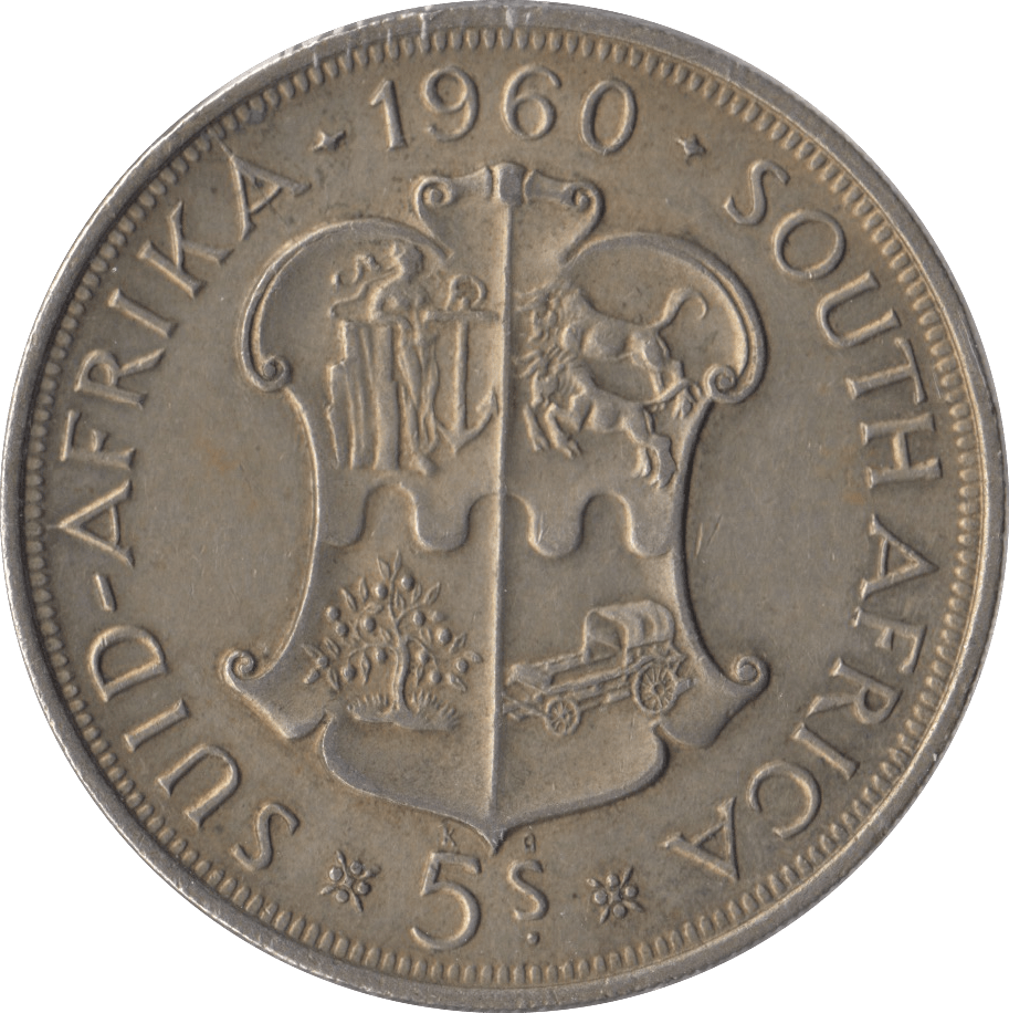 1960 SOUTH AFRICA SILVER 5 SHILLINGS - SILVER WORLD COINS - Cambridgeshire Coins
