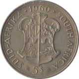 1960 SOUTH AFRICA SILVER 5 SHILLINGS - SILVER WORLD COINS - Cambridgeshire Coins