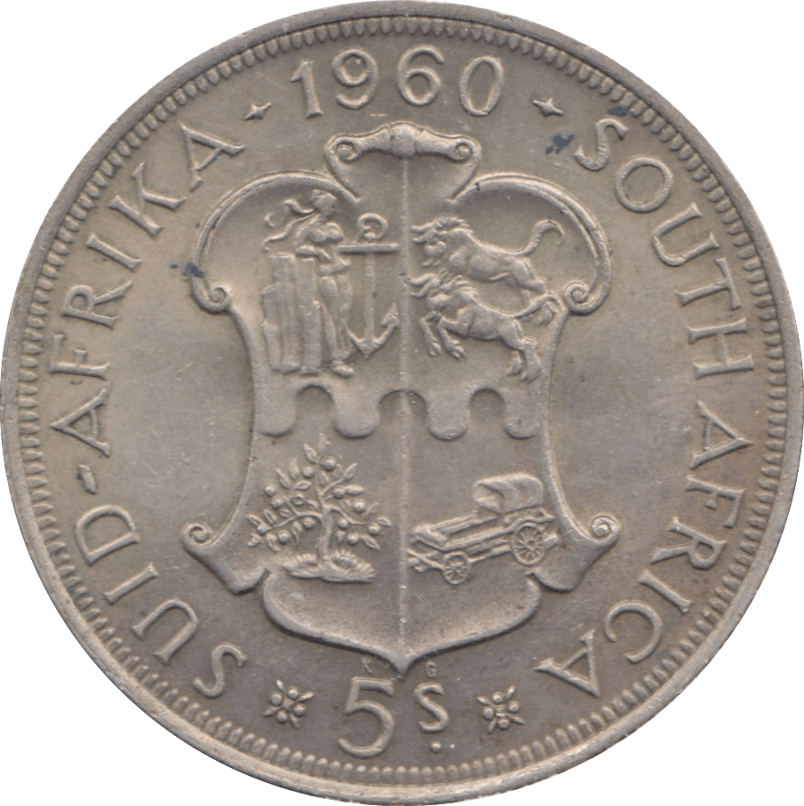 1960 SOUTH AFRICA SILVER 5 SHILLINGS - WORLD COINS - Cambridgeshire Coins