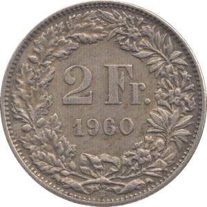 1960 SWITZERLAND 2 FRANCS - WORLD COINS - Cambridgeshire Coins