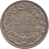 1960 SWITZERLAND 2 FRANCS - WORLD COINS - Cambridgeshire Coins