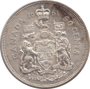 1961 CANADA 50 CENTS - WORLD SILVER COINS - Cambridgeshire Coins