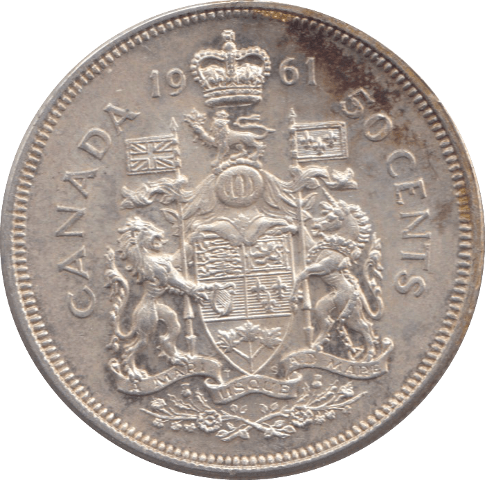 1961 CANADA 50 CENTS - WORLD SILVER COINS - Cambridgeshire Coins