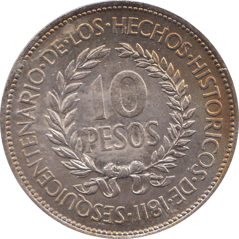 1961 SILVER 10 PESO URUGUAY B - WORLD SILVER COINS - Cambridgeshire Coins