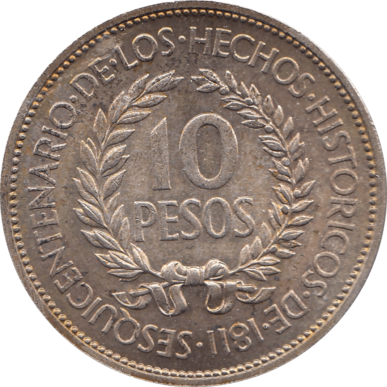 1961 SILVER 10 PESO URUGUAY D - WORLD SILVER COINS - Cambridgeshire Coins