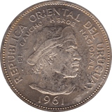1961 SILVER 10 PESO URUGUAY - WORLD SILVER COINS - Cambridgeshire Coins
