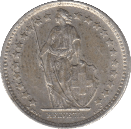 1961 SILVER 1/2 FRANC SWITZERLAND - SILVER WORLD COINS - Cambridgeshire Coins