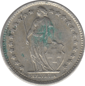 1961 SILVER 1/2 FRANC SWITZERLAND - SILVER WORLD COINS - Cambridgeshire Coins