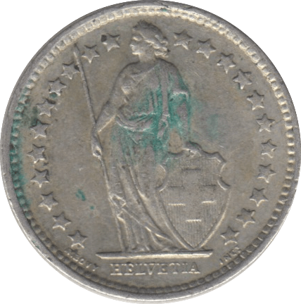 1961 SILVER 1/2 FRANC SWITZERLAND - SILVER WORLD COINS - Cambridgeshire Coins