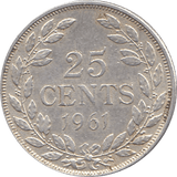 1961 SILVER 25 CENTS LIBERIA REF H71 - WORLD SILVER COINS - Cambridgeshire Coins