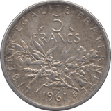 1961 SILVER 5 FRANCS FRANCE REF 3 - SILVER WORLD COINS - Cambridgeshire Coins