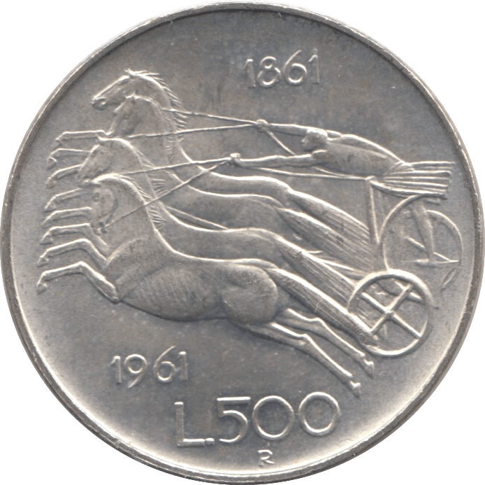 1961 SILVER 500 LIRA ITALY - SILVER WORLD COINS - Cambridgeshire Coins
