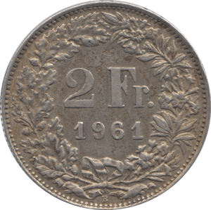 1961 SILVER BELGIUM 2 FRANCS - SILVER WORLD COINS - Cambridgeshire Coins