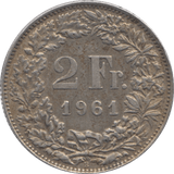 1961 SILVER BELGIUM 2 FRANCS - SILVER WORLD COINS - Cambridgeshire Coins