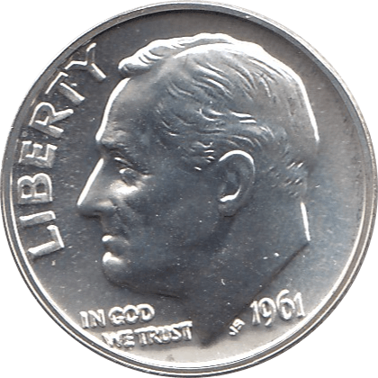 1961 SILVER DIME USA ( PROOF ) - SILVER WORLD COINS - Cambridgeshire Coins