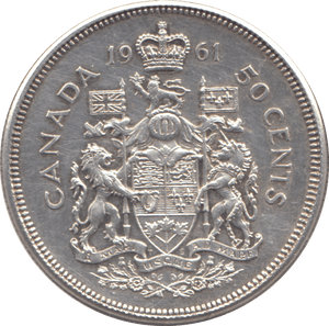 1961 SILVER FIFTY CENTS CANADA - WORLD SILVER COINS - Cambridgeshire Coins