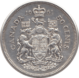 1961 SILVER FIFTY CENTS CANADA - WORLD SILVER COINS - Cambridgeshire Coins
