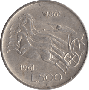 1961 SILVER ITALY 500 LIRA - SILVER WORLD COINS - Cambridgeshire Coins