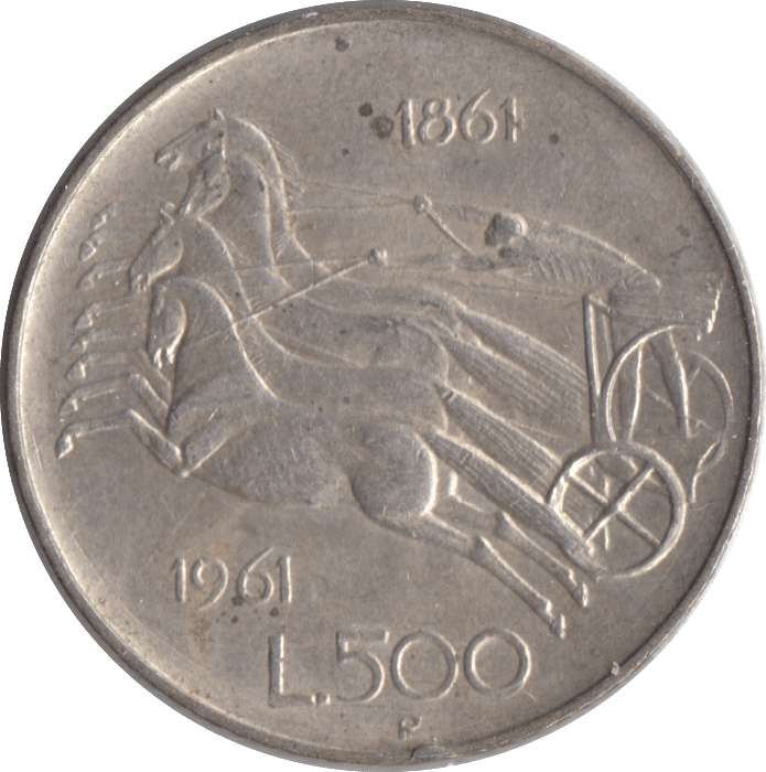 1961 SILVER ITALY 500 LIRA - SILVER WORLD COINS - Cambridgeshire Coins