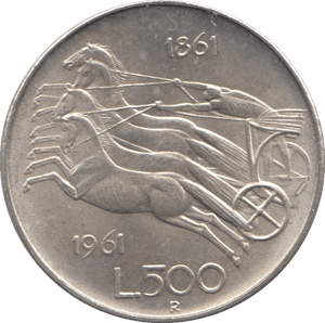 1961 SILVER ITALY 500 LIRA - SILVER WORLD COINS - Cambridgeshire Coins