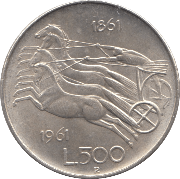 1961 SILVER ITALY 500 LIRA - SILVER WORLD COINS - Cambridgeshire Coins