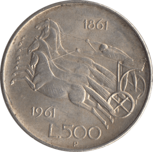 1961 SILVER ITALY 500 LIRA - SILVER WORLD COINS - Cambridgeshire Coins