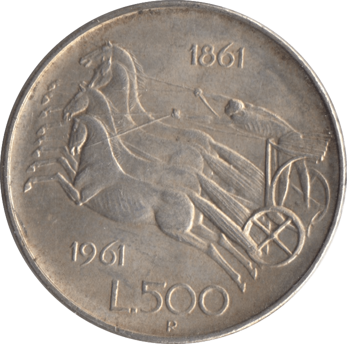1961 SILVER ITALY 500 LIRA - SILVER WORLD COINS - Cambridgeshire Coins