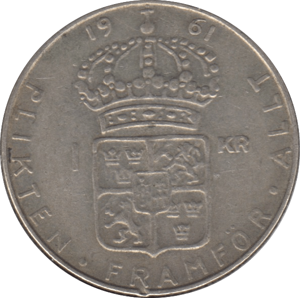 1961 SWEDEN SILVER 1 KRONA - WORLD COINS - Cambridgeshire Coins