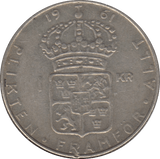 1961 SWEDEN SILVER 1 KRONA - WORLD COINS - Cambridgeshire Coins